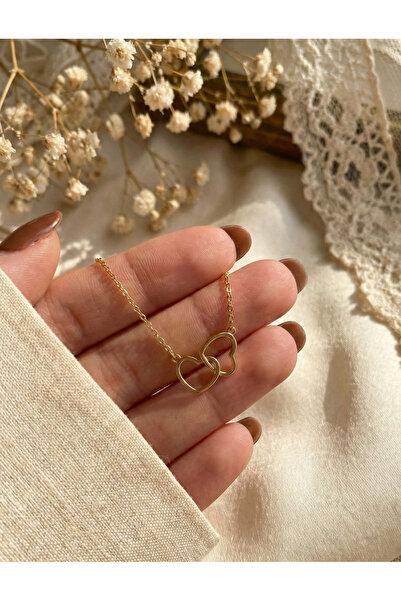sevy jewelry İki Kalpli Kolye, İç İçe Kalpler, Romantik Gümüş Kolye Sevgili R...