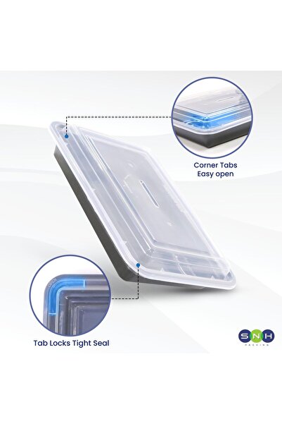 Xess 24 Pieces Microwave Disposable Rectangular Container with Lid - 1 Compartment