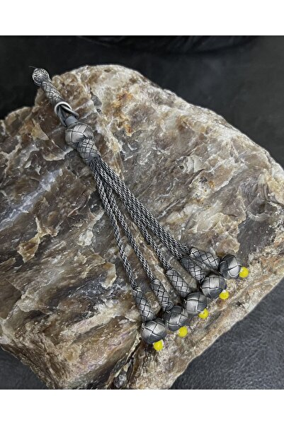 KAZZAZE Gümüş Kazaziye Burgu Zincirli Büyük Tespihlere Uygun Beşli Gümüş Tesb...