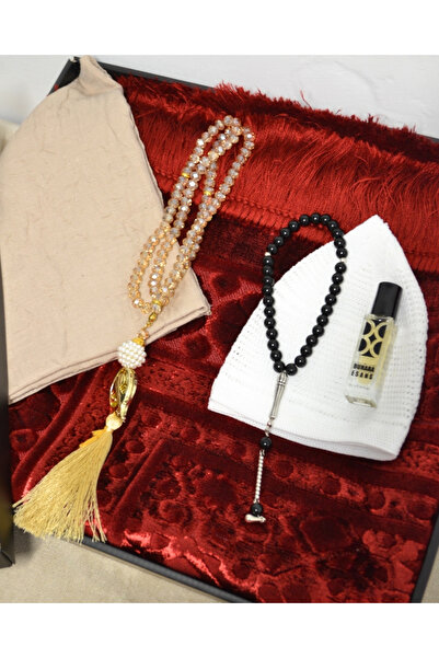Bilenler Gift Prayer Rug Set – Jacquard Prayer Rug, Cover, Crystal Prayer Bea...