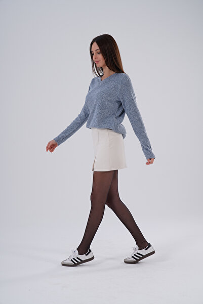 HOFY 1246 Μεγάλο μέγεθος Μαλακό πλεκτό πουκάμισο με λαιμόκοψη σε σχήμα V