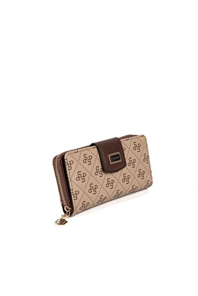 Silver Polo Silver & Polo Sp928 Women's Wallet & Card Holder Monogram Dark Beige-Brown