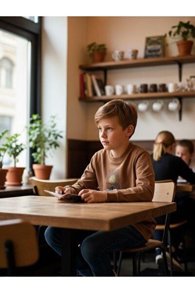 Zekids Момчешка памучна блуза с дълъг ръкав и принт с пейзаж