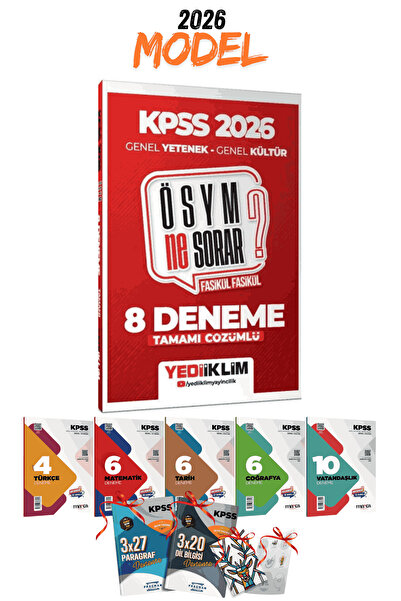 Yediiklim Yayınları 2026 KPSS GYGK ÖSYM Ne Sorar? 8 Deneme ve 7li Branş Denem...