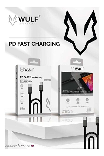 WULF كابل شحن سريع W122 من النوع C إلى النوع C بقوة 60 وات - 2 متر مضفر باور ...