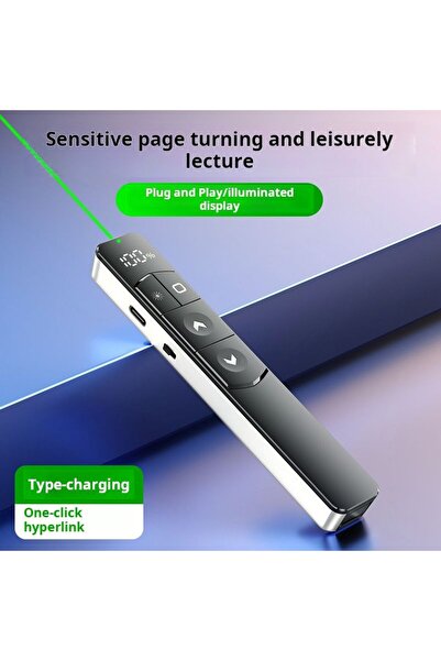 Earldom Wireless Presenter Pen Red Laser Pointer 2.4G Remote 100m Range Rechargeable Type C Display Clicker