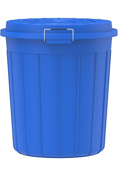 Xess 30L Round Plastic Drum With Lid, Blue