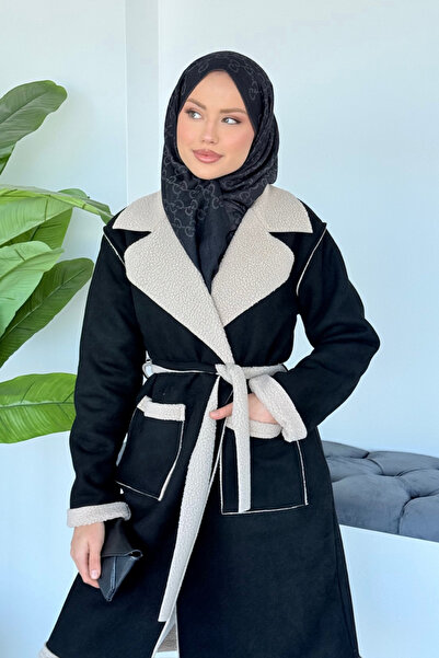 Şulemoda Giyim Fenomen Suede Coat Black