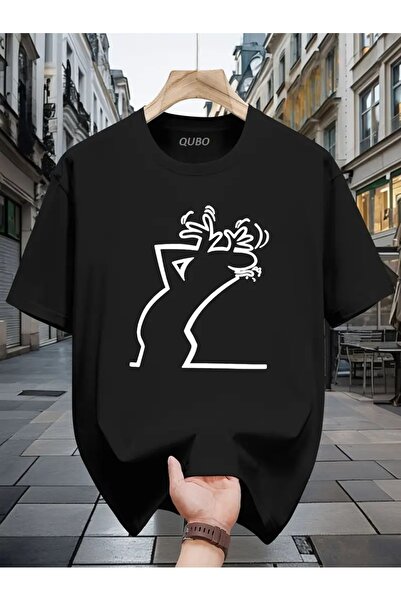 qubo sportswear & company qubo Unisex Oversize Baskılı Pamuklu Bisiklet Yaka ...