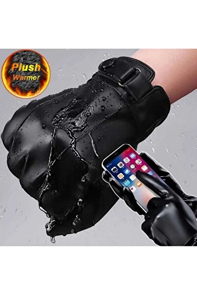 xeox Men's Black Faux Leather Gloves Touch Screen Compatible Mg900