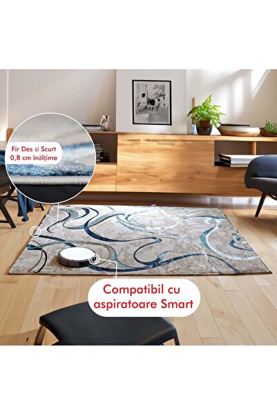 Brava Casa Cyanterra Carpet, Living Room/Bedroom, Black, White and Grey, Underfloor Heating, Short Pile 8