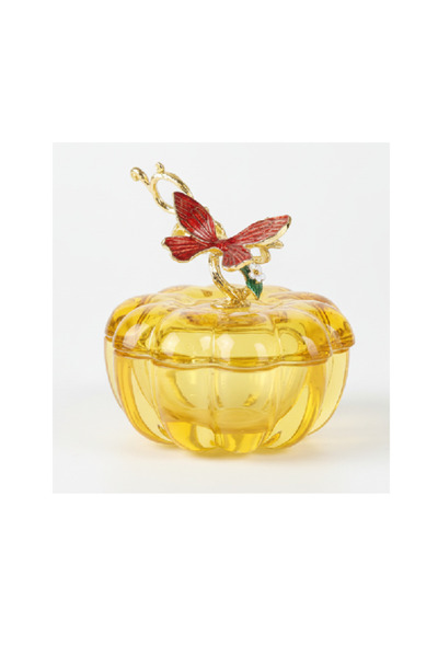 Flower Toys Decorative Mini Glass Pumpkin Ring Box 8 cm