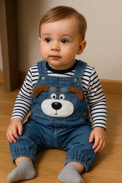 Midani Store Baby Blue Denim Suspender Jumpsuit Set – Comfortable Casual Baby...