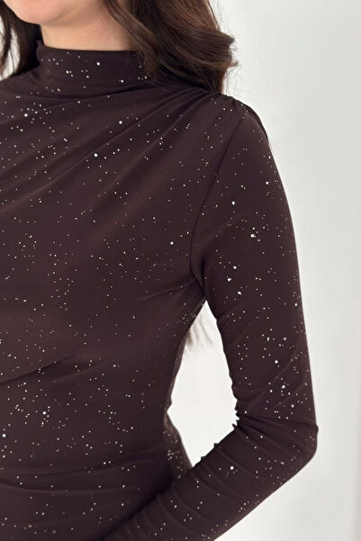 The Robi Γυναικείο μακρυμάνικο φόρεμα με λεπτομέρεια με σχισμή και λάμψη