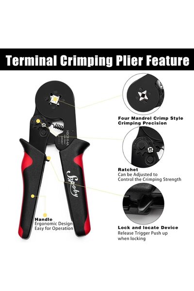 Sopoby مجموعة أدوات ضغط الحلقات - كماشة ضغط الحلقات (مقاس AWG 28-7) مع 1800 ق...