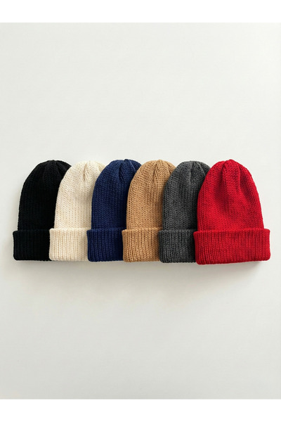 BESKAR Red Hand Knitted Vibrant Color Corded Fabric Soft Winter Men's Beanie