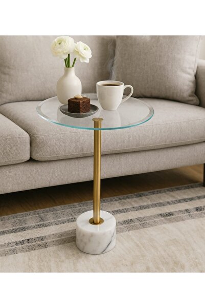 Generic Glass serving table with marble base