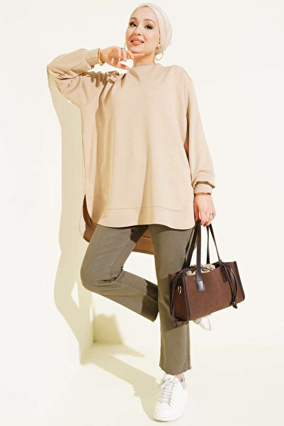 Smy moda Double Face Oval Cut Oversized Tunic