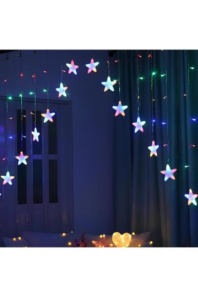 OricareFain Instalatie de Craciun, Perdea luminoasa, cu stele mici, 3 m, Inte...