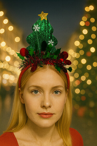 PaminBags Aksesuar تاج شجرة عيد الميلاد الأخضر لرأس السنة الجديدة