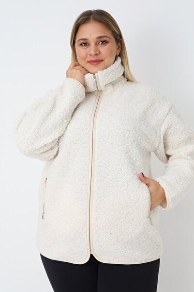 İntensive Γυναικεία βελούδινη ζακέτα με μακρυμάνικο φερμουάρ και τσέπες