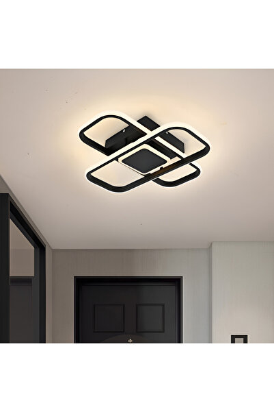 Alessandro DESIGN VECTOR QUAD LED Chandelier with Remote, 52 W, Cold/Warm/Neutral, Dimmable, Black