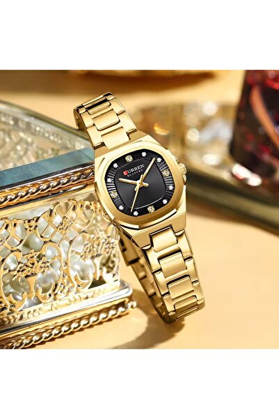 Curren 9104 Elegant Women's Watch Waterproof Luminous Stainless Steel Quartz Square Dial