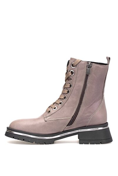 Mammamia D25Kb-4610 Women's Genuine Leather Heeled Boots Mink