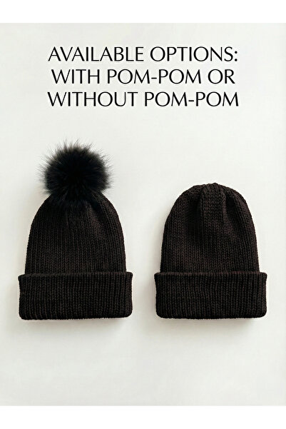 BESKAR Black Hand Knitted Thessaloniki Model Non-Pilling Winter Men's Beanie