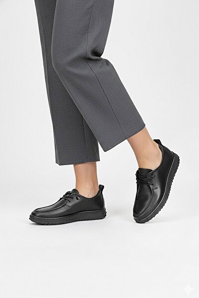 Ayakkabı Fuarı Elit Asscl100 Women's Genuine Leather Casual Shoes Black