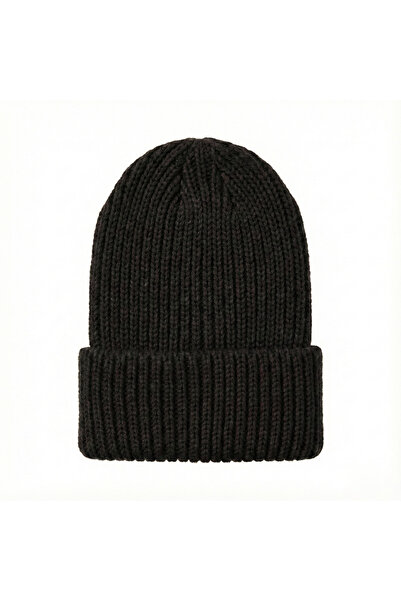 BESKAR Black Hand Knitted Thessaloniki Model Non-Pilling Winter Men's Beanie