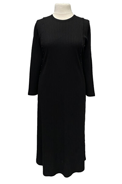 Giyinen Mağazaları Efsun Round Neck Pearl Embroidered Me Transitional I Corded Fabric Lbise