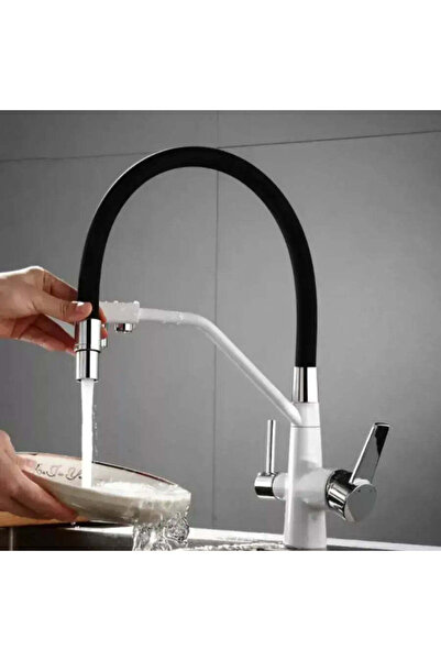 Alessandro DESIGN Kitchen Faucet 3-Way Flexible Spout Brass White - Black