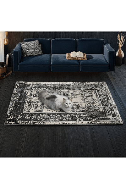 Brava Casa Olympus Grid Carpet, Living Room/Bedroom, Grey and Cream, Underfloor Heating, Short Pile 8 mm