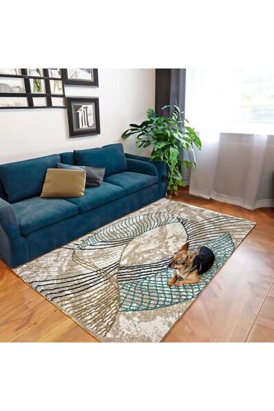 Brava Casa Spirae Natura Carpet, Living Room/Bedroom, Blue, Black, Gray, Unde...