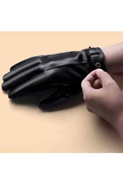 xeox Men's Black Faux Leather Gloves Touch Screen Compatible Mg900