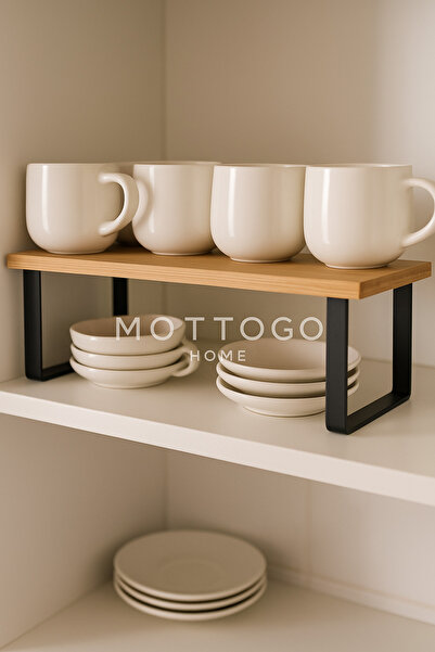 Mottogo رف تنظيم خشبي معدني بأرجل، منظم للطاولة والخزانة، حامل تنظيم للمطبخ و...