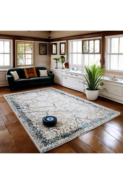 Brava Casa Marbella Essence Carpet, Living/Bedroom, Blue, Cream, Beige, Under...