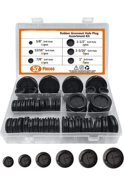 TERRIFI 6 أحجام من حلقات المطاط، سدادات ذات فتحات دائرية مزدوجة الجوانب (5/8 ...