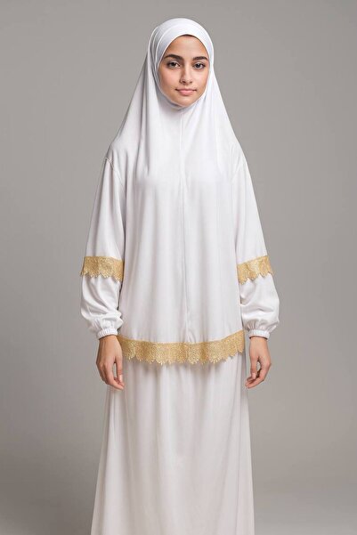 ALDAIYR Double Piece Women's Hijab Embroidered Prayer Dress Anti-Sweat Prayer Clothing