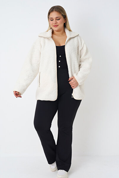 İntensive Γυναικεία βελούδινη ζακέτα με μακρυμάνικο φερμουάρ και τσέπες