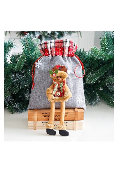 dalip Textile Christmas gift bag, Dalip, Reindeer model, 30x25 cm, Grey