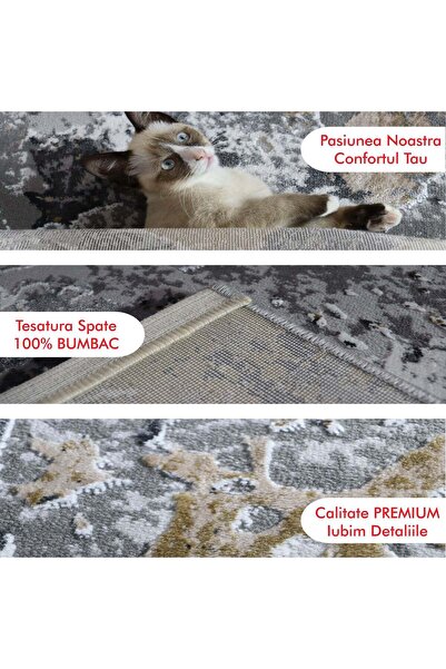 Brava Casa Nuvorix Carpet, Living Room/Bedroom, Grey, Cream Underfloor Heating, Short Pile 11 mm, Dimen