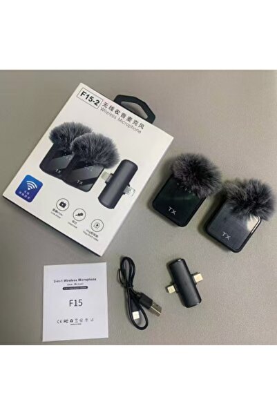 Serreha F15-2 Kablosuz Yaka Mikrofonu, Vlog Video Kayıt Röportaj Yayın Androi...