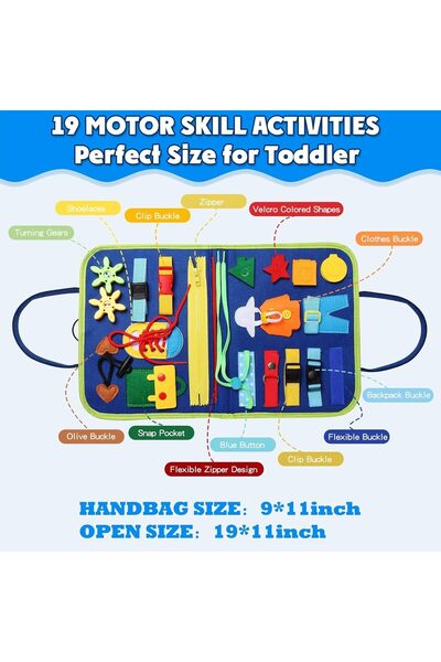 Generic Busy Montessori Board 25-in-1 Sensory Activity Board for Ages 1-4 (Blue)