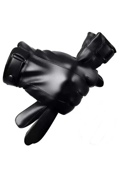xeox Men's Black Faux Leather Gloves Touch Screen Compatible Mg900