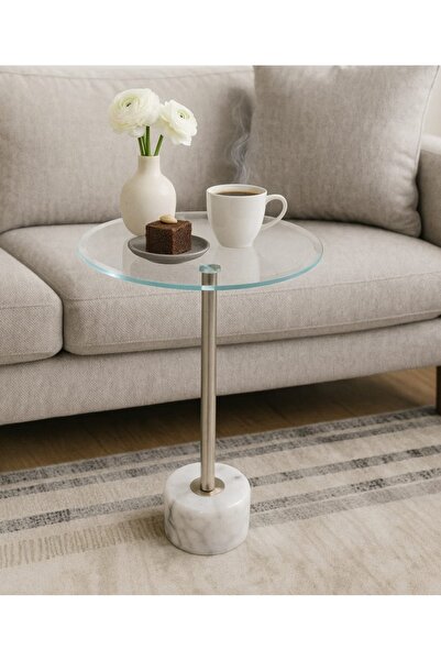 Generic Glass serving table with marble base