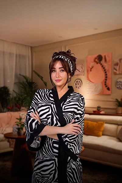 CARINA Zebra robe, medium length