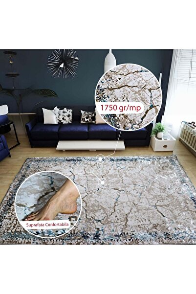Brava Casa Marbella Essence Carpet, Living/Bedroom, Blue, Cream, Beige, Underfloor Heating, Fi