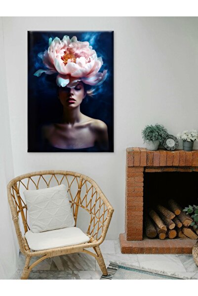 ESLEM Çiçekli Portre Dijital Baskı Kanvas Tablo – Modern Sanat ve Estetik Duv...